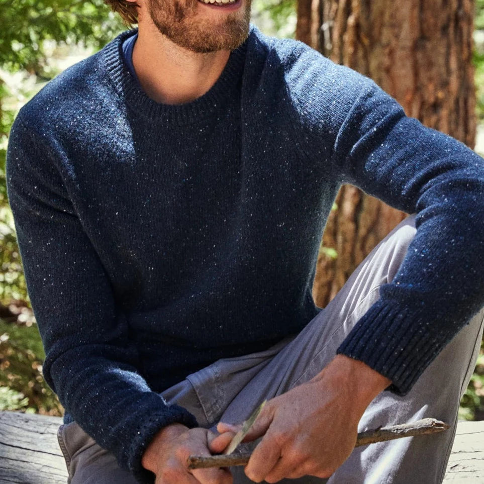 Outerknown Tomales Donegal Crew in Midnight Blue