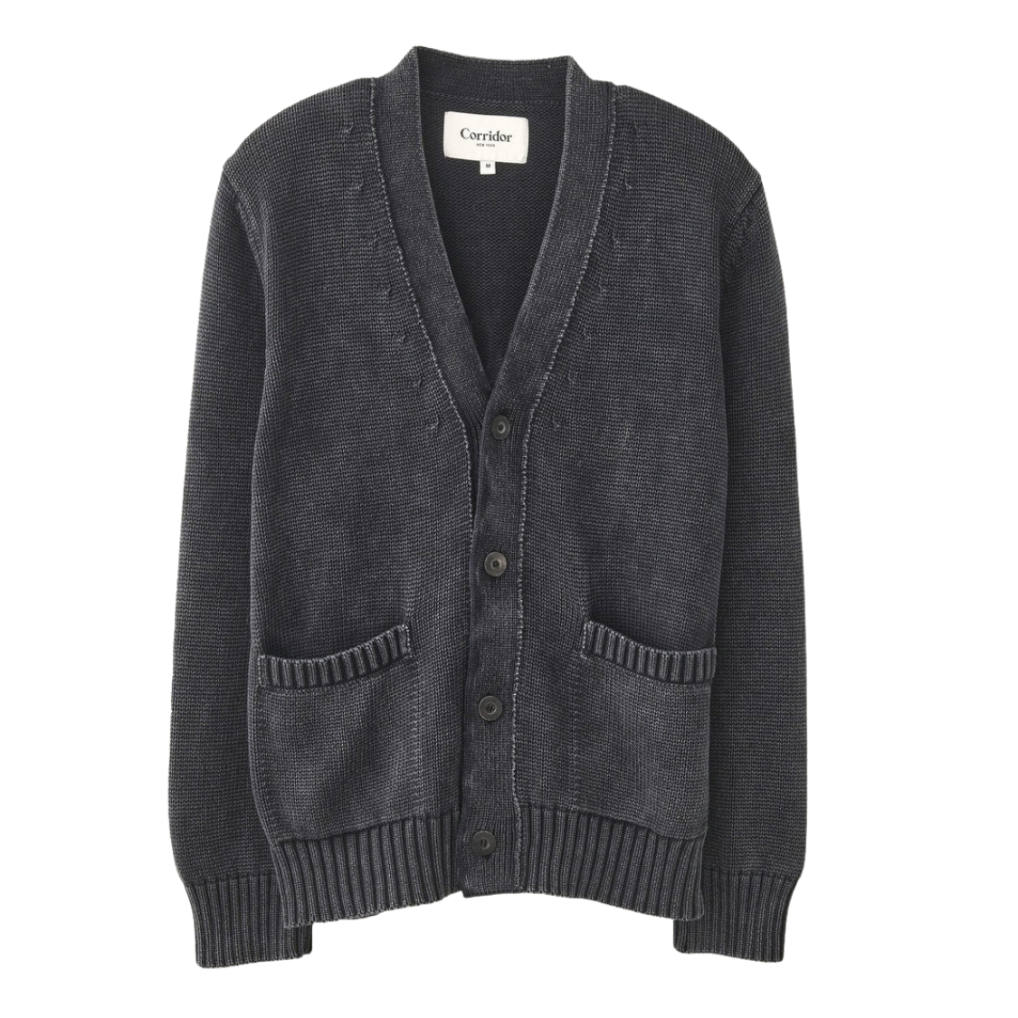 Corridor - Acid Wash Cardigan in Black