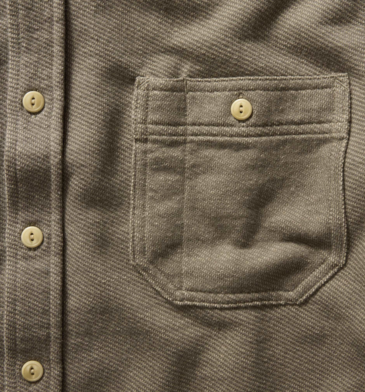 Taylor Stitch - The Utility Shirt in Fatigue Olive French Terry Twill Knit