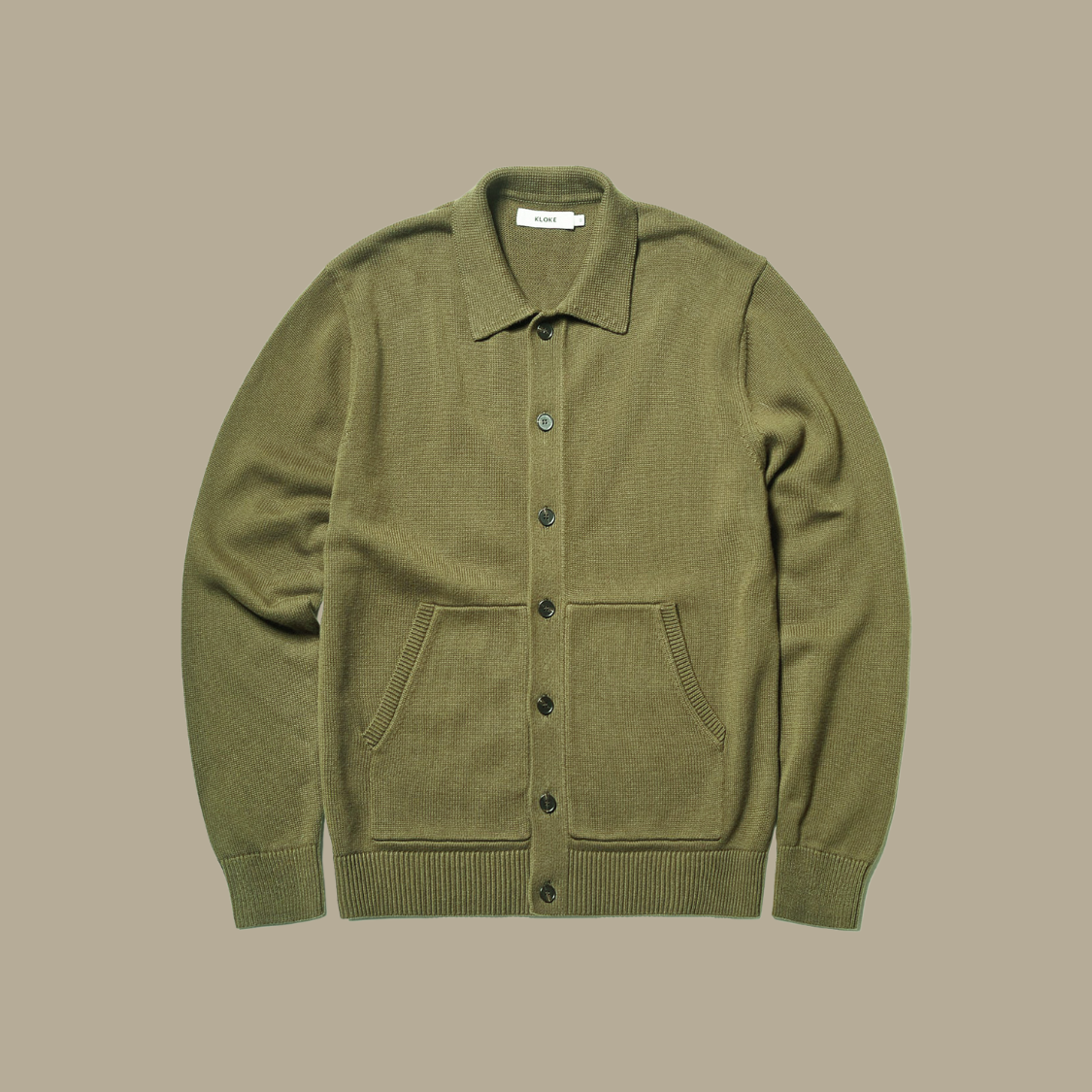 Kloke - Anvil Collar Cardigan in Olive