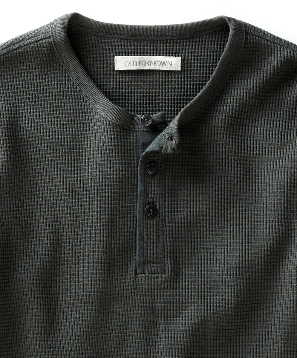 Outerknown - Maritime Waffle Henley Faded Black