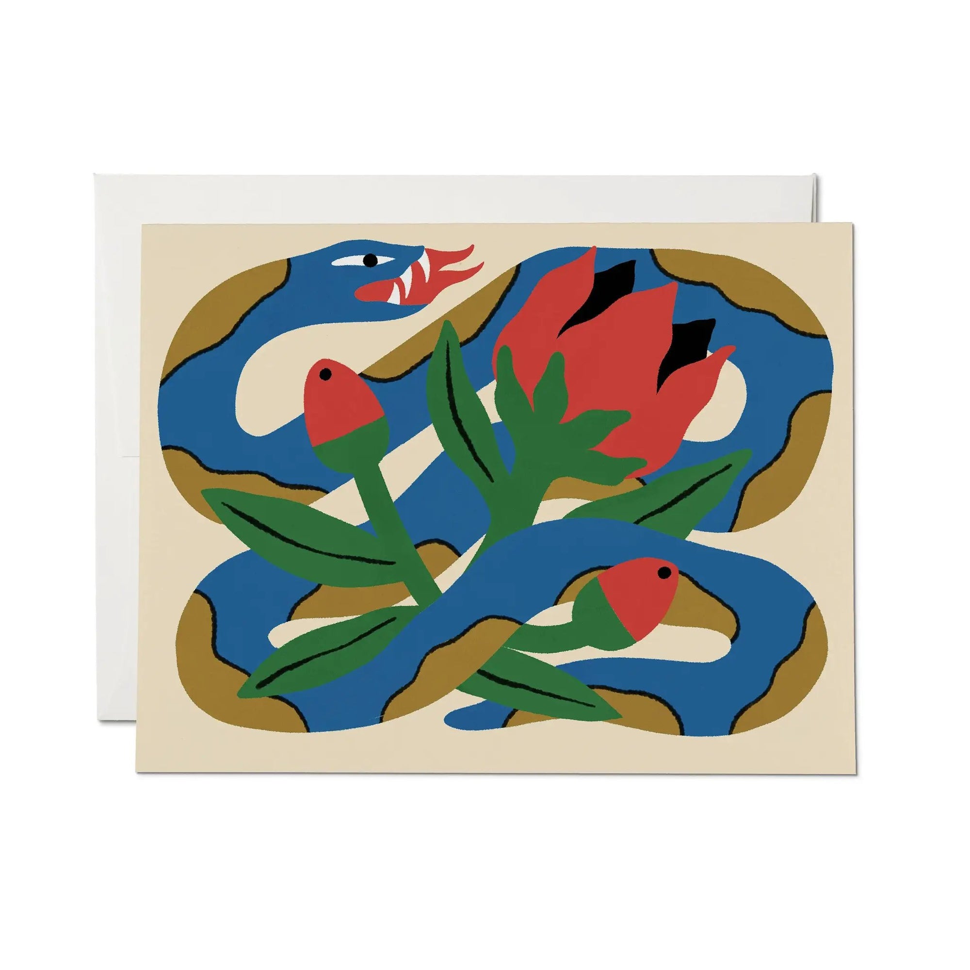 Snake and Rose greeting card: Single by Red Cap Cards