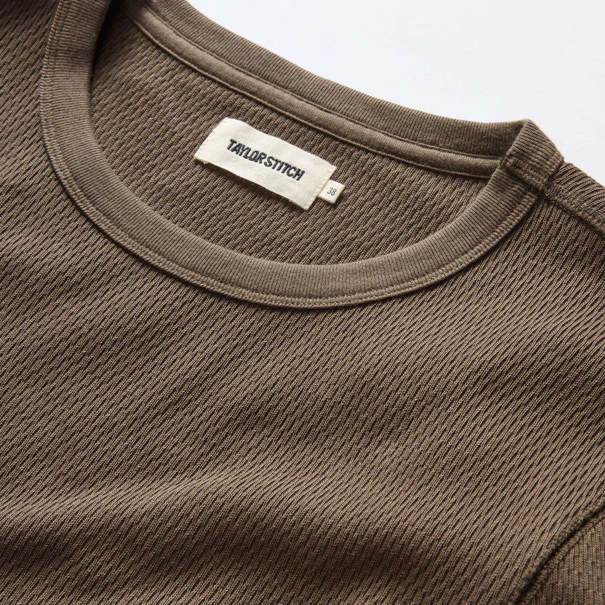 Taylor Stitch - Organic Cotton Waffle Crew Long Sleeve in Fatigue Olive