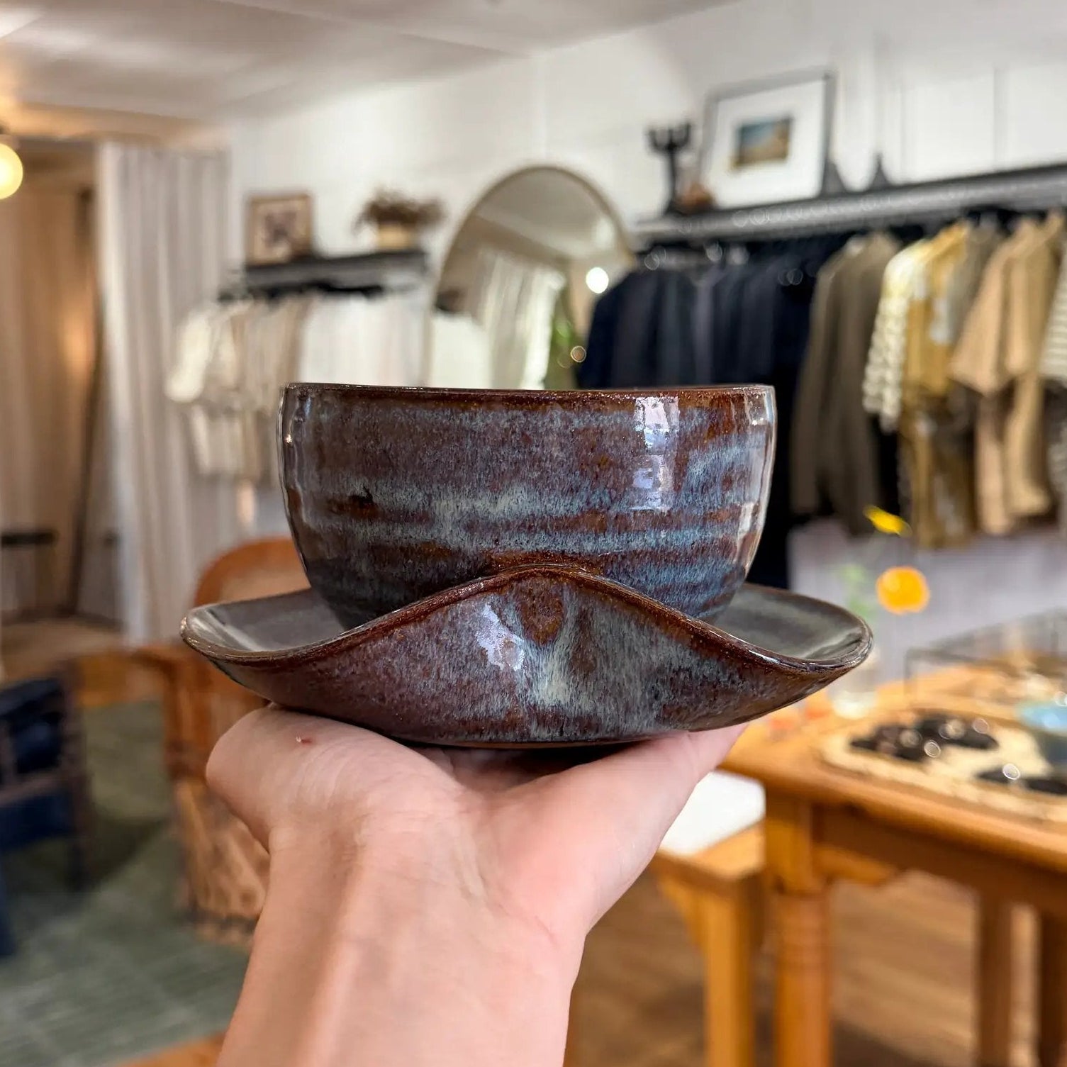 PL Saucer Set in Blue / Brown Glaze by Above Snakes