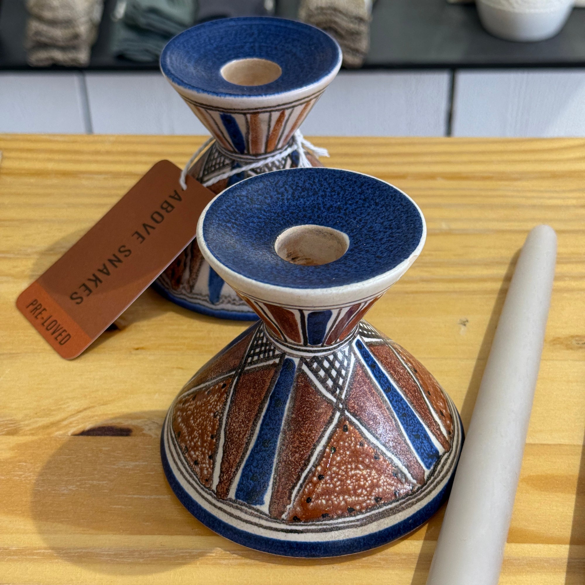 PL Blue Danish Candlestick Holders