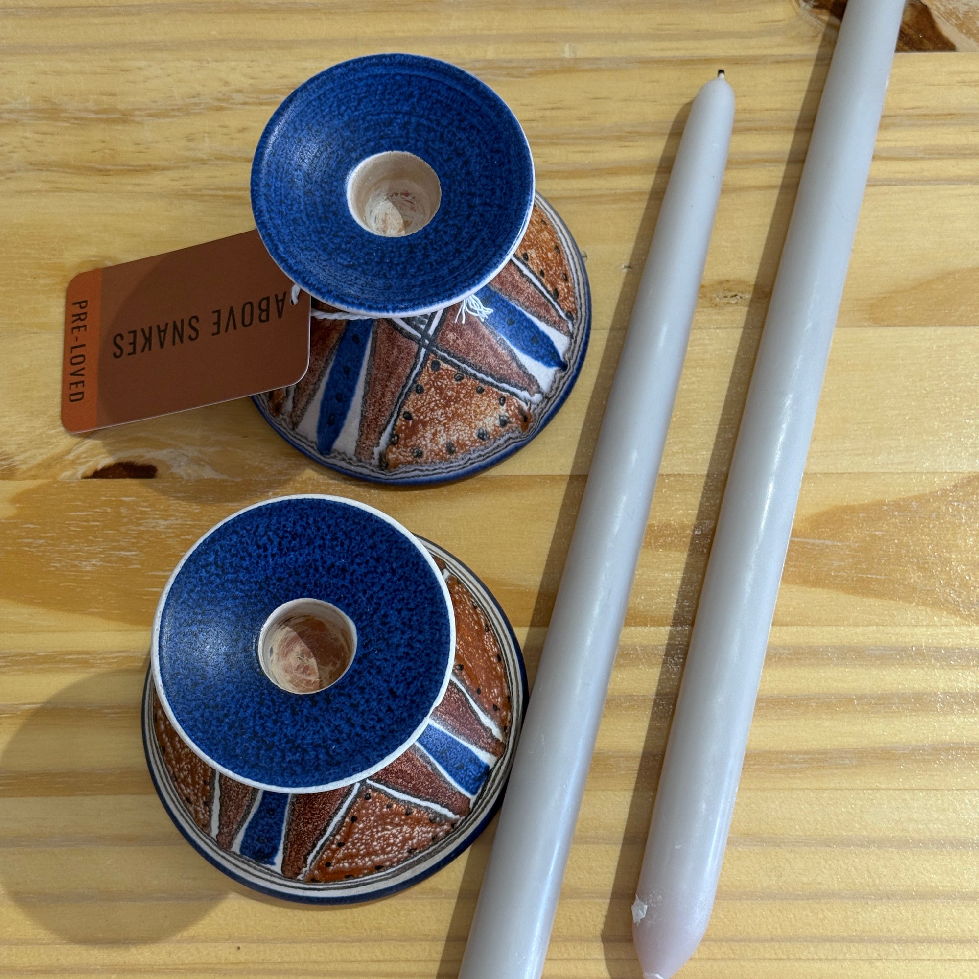 PL Blue Danish Candlestick Holders