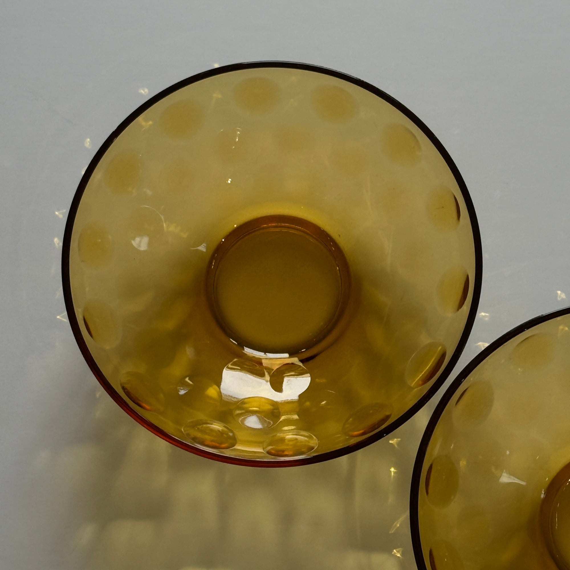 PL Hazel Atlas Amber Glass Coin Dot Bowl