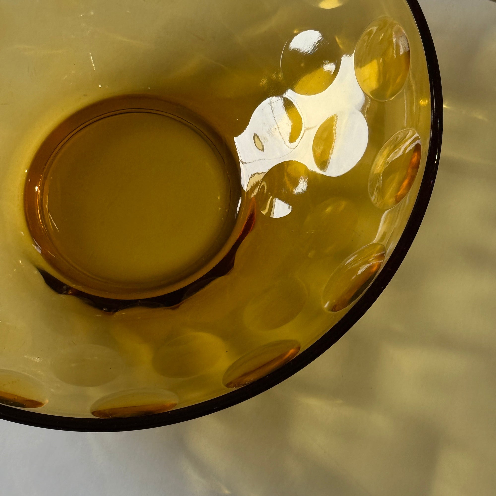 PL Hazel Atlas Amber Glass Coin Dot Bowl
