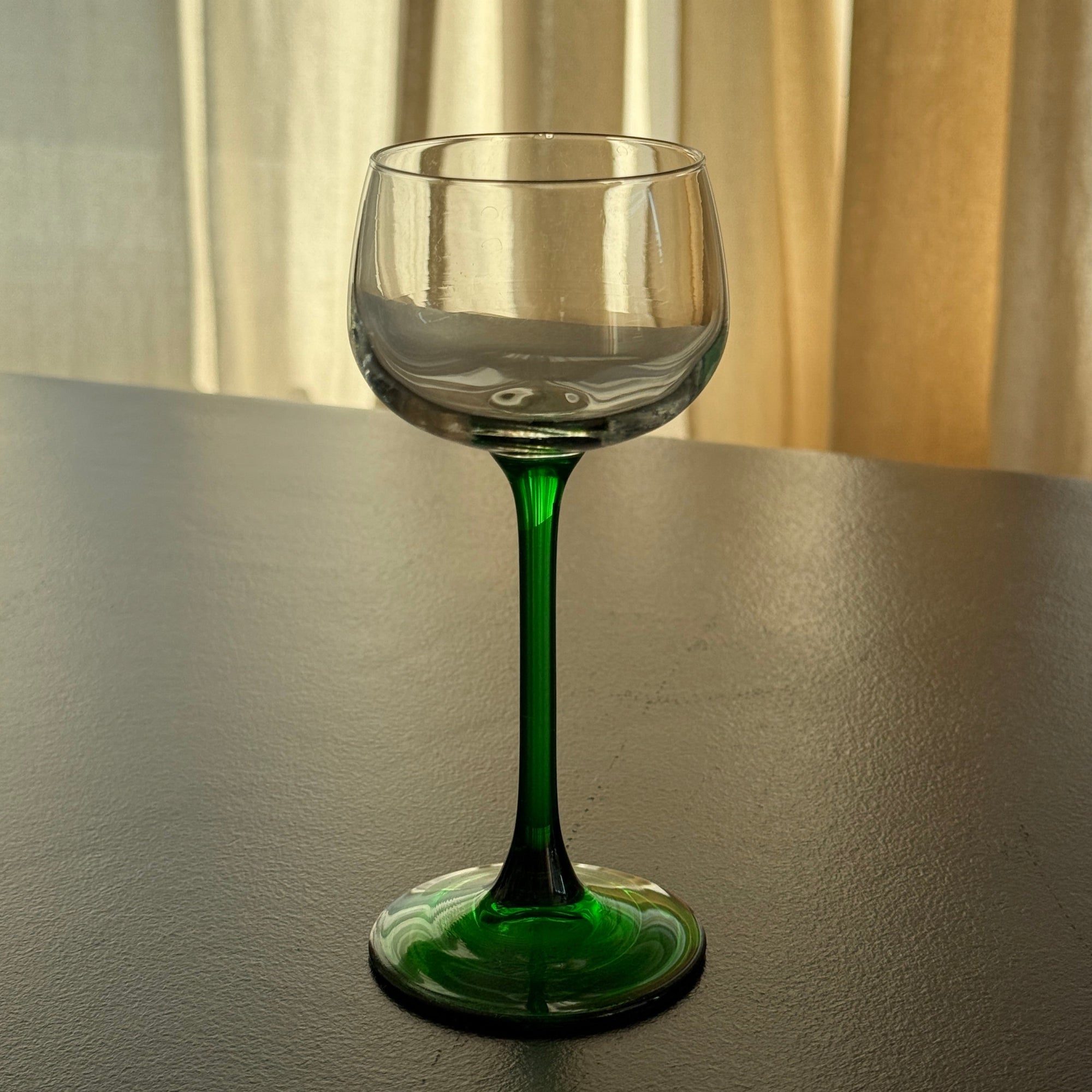PL Green Glass Stem Wine Glasses (Set of 6)