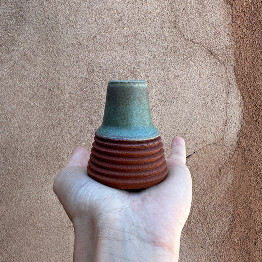 Dust Ceramics - Candle Stick Holder in Sandia + Matte Turquoise