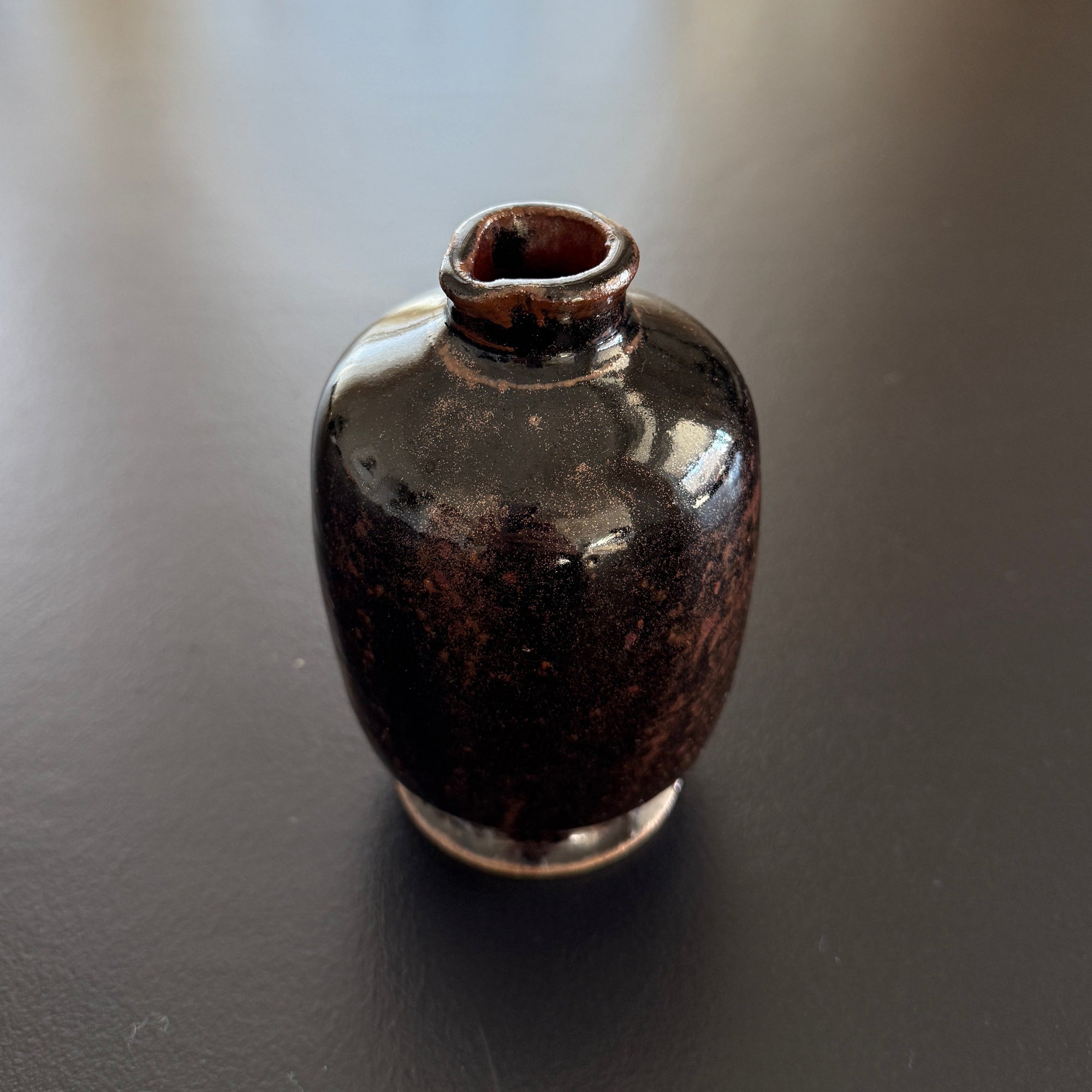 PL Small Handmade Ceramic Vase - Brown and Copper
