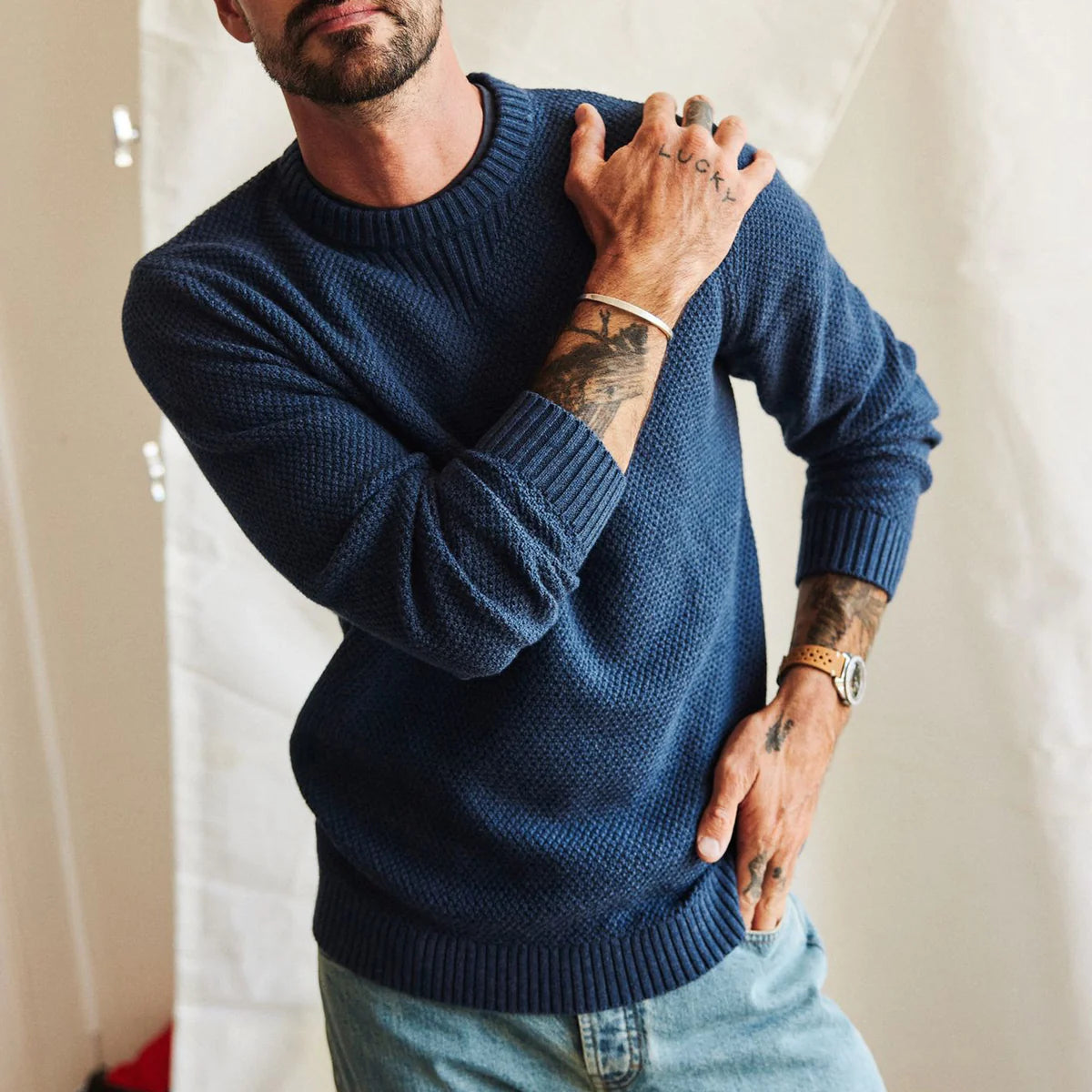 Taylor Stitch - Russell Sweater in Heather Blue