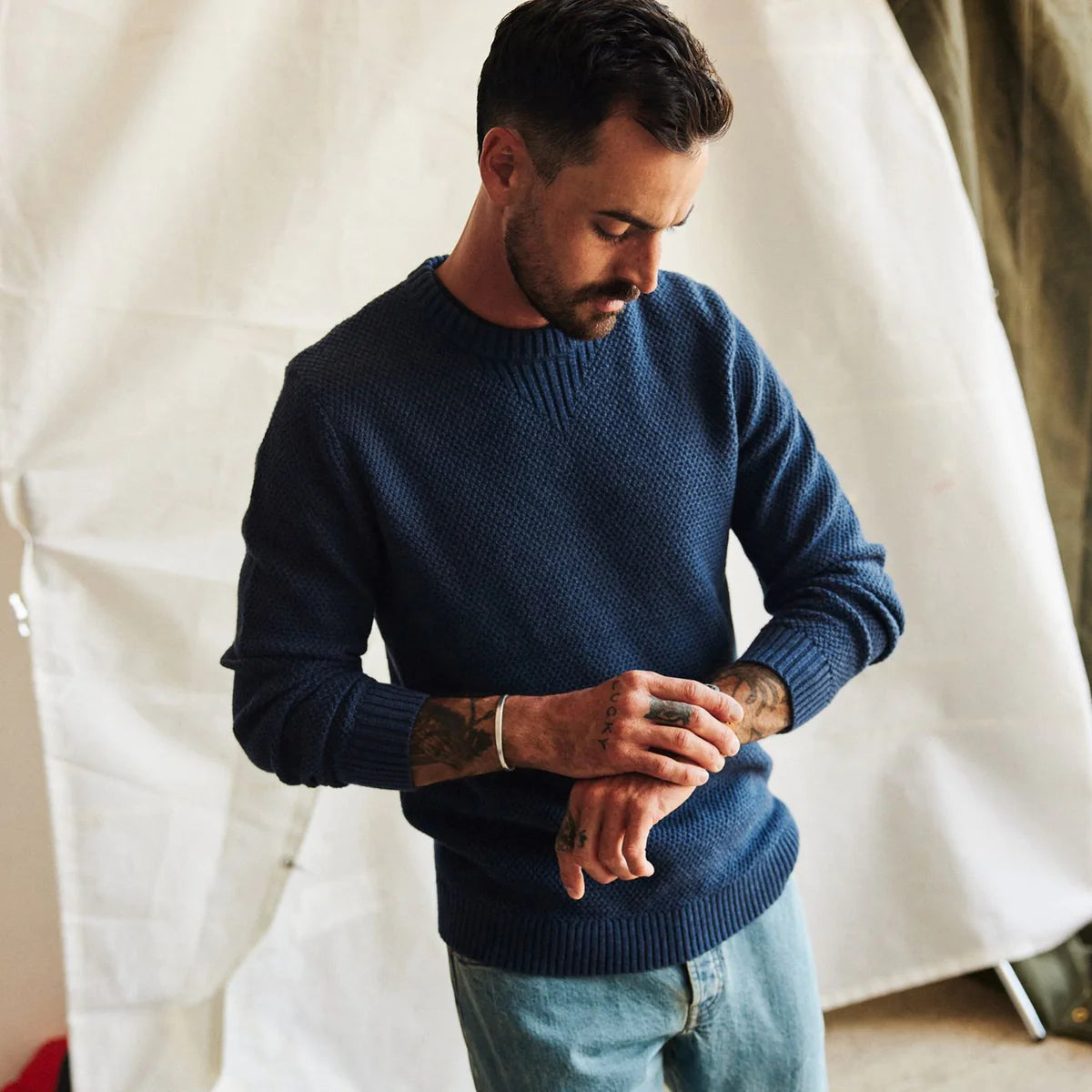 Taylor Stitch - Russell Sweater in Heather Blue