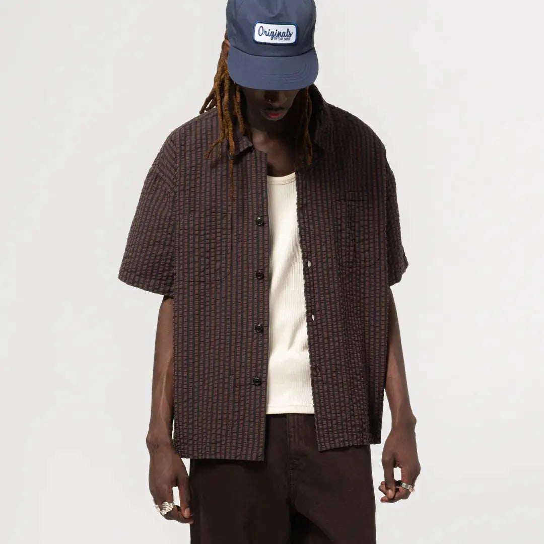 Eat Dust - Aloha Seersucker in Coffee & Navy by eat dust