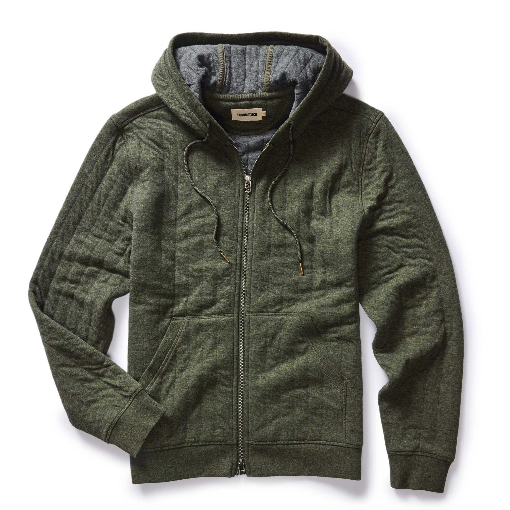 Taylor Stitch - Apres Zip Hoodie in Fatigue Olive Quilt