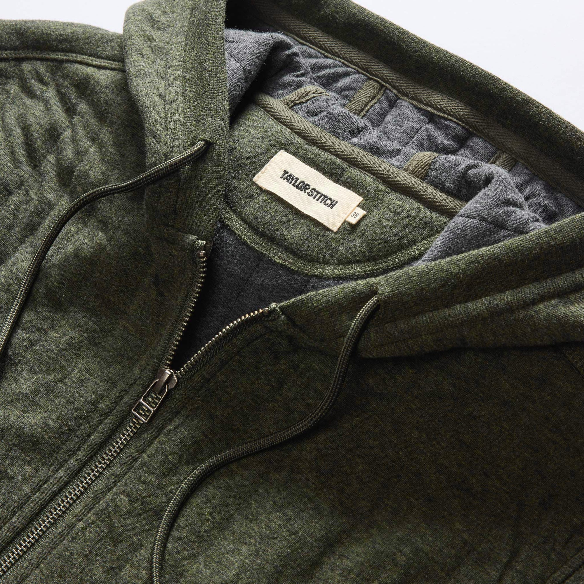 Taylor Stitch - Apres Zip Hoodie in Fatigue Olive Quilt