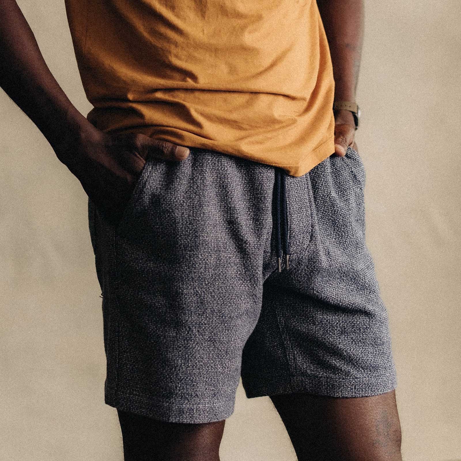 Taylor Stitch - The Apres Short in Navy Linen Tweed