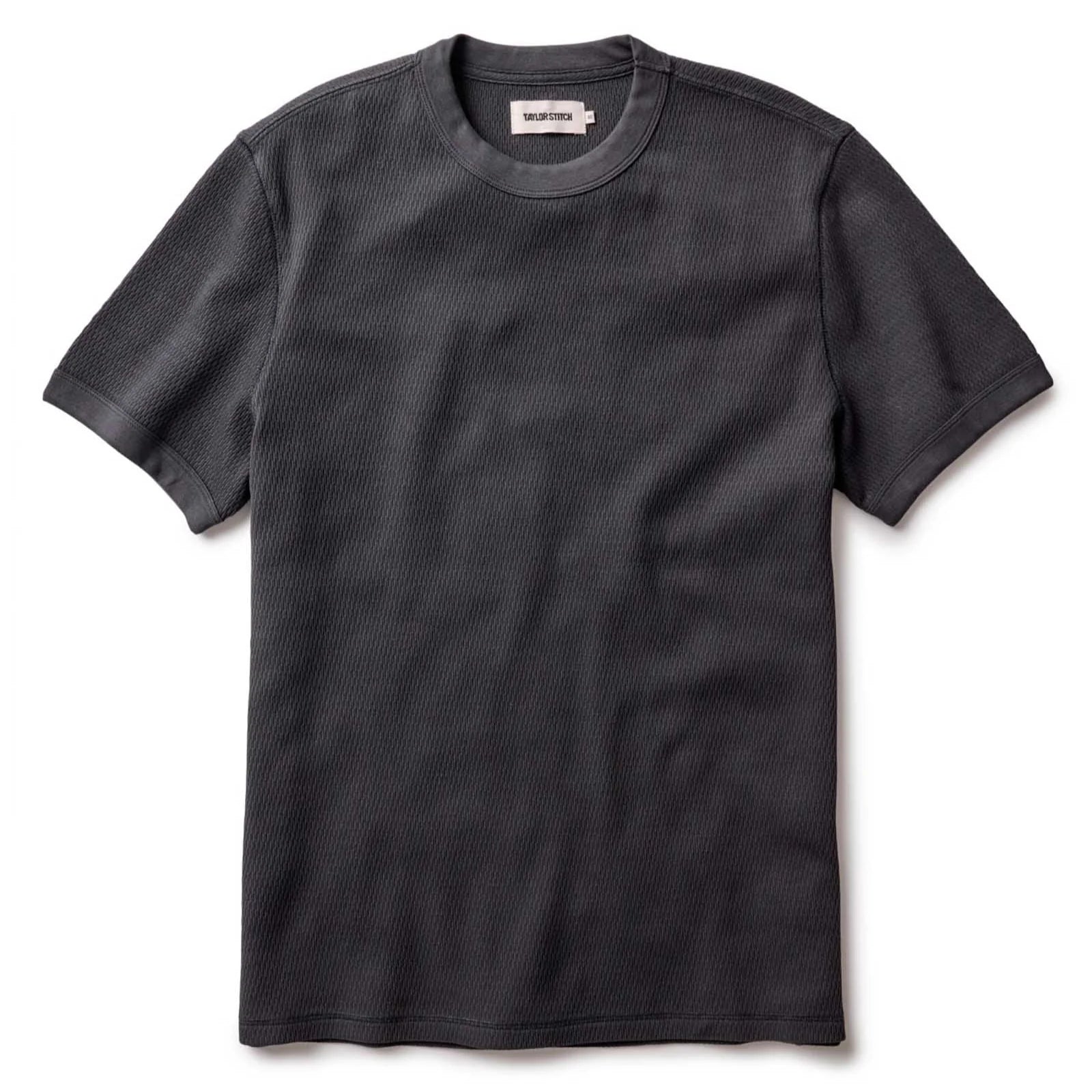 Taylor Stitch - Organic Cotton SS Crew in Faded Black Waffle