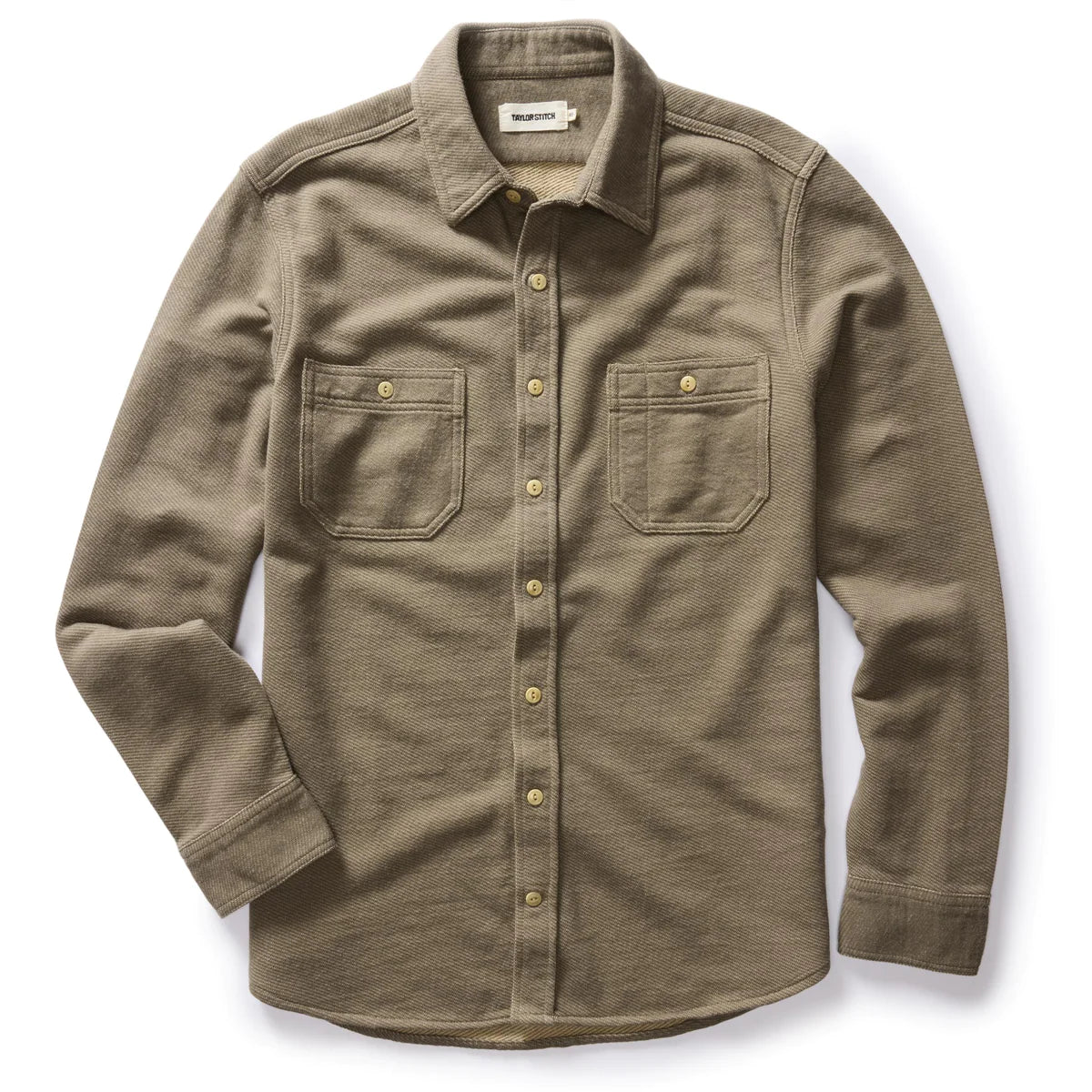 Taylor Stitch - The Utility Shirt in Fatigue Olive French Terry Twill Knit