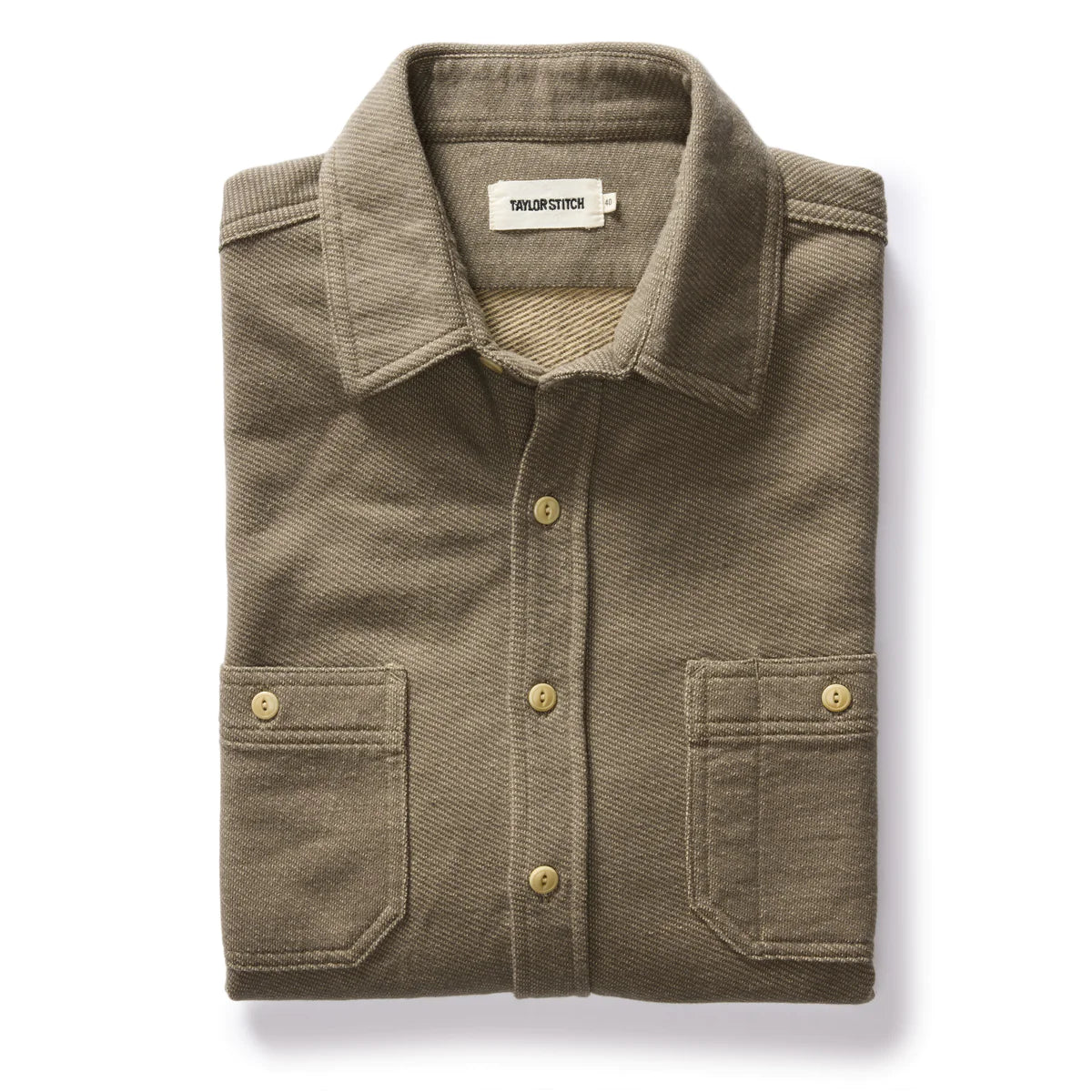 Taylor Stitch - The Utility Shirt in Fatigue Olive French Terry Knit