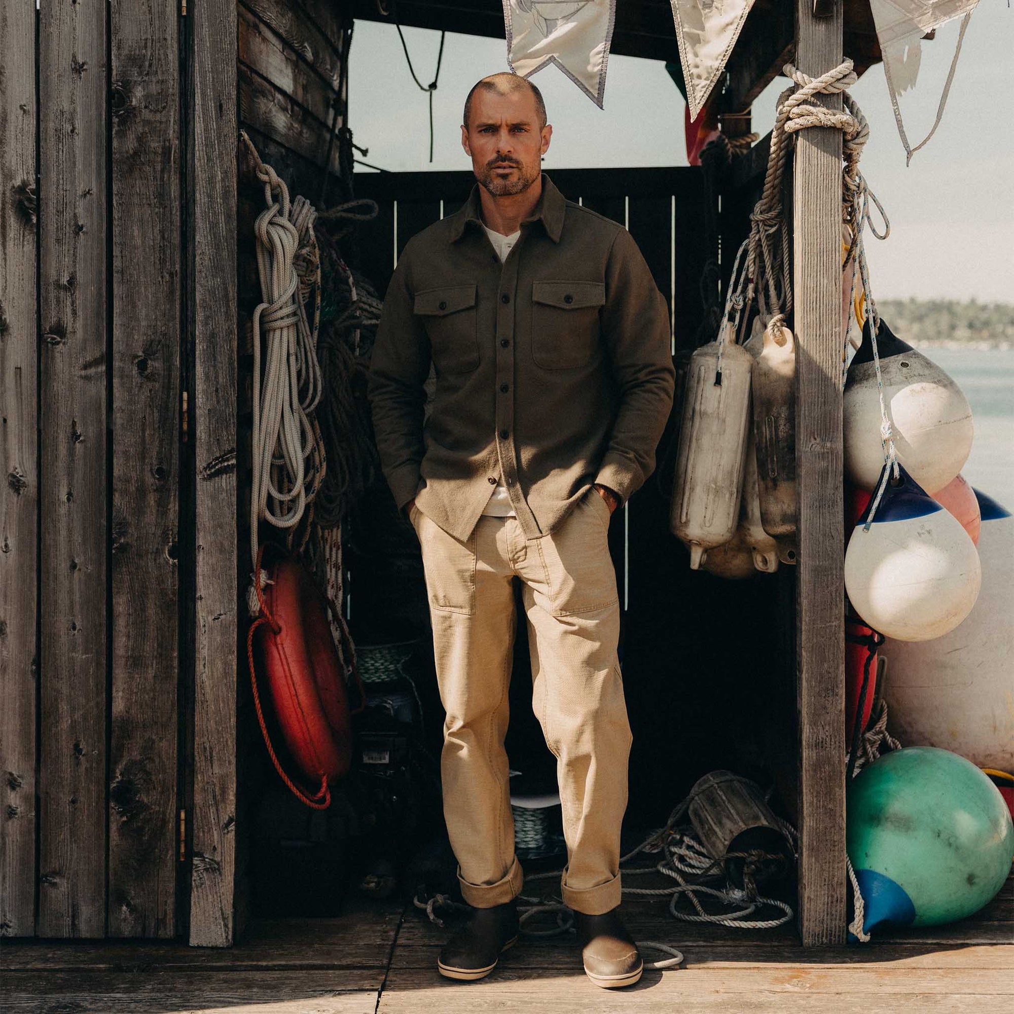 Taylor Stitch - Maritime Shirt Jacket in Fatigue Olive Moleskin Twill