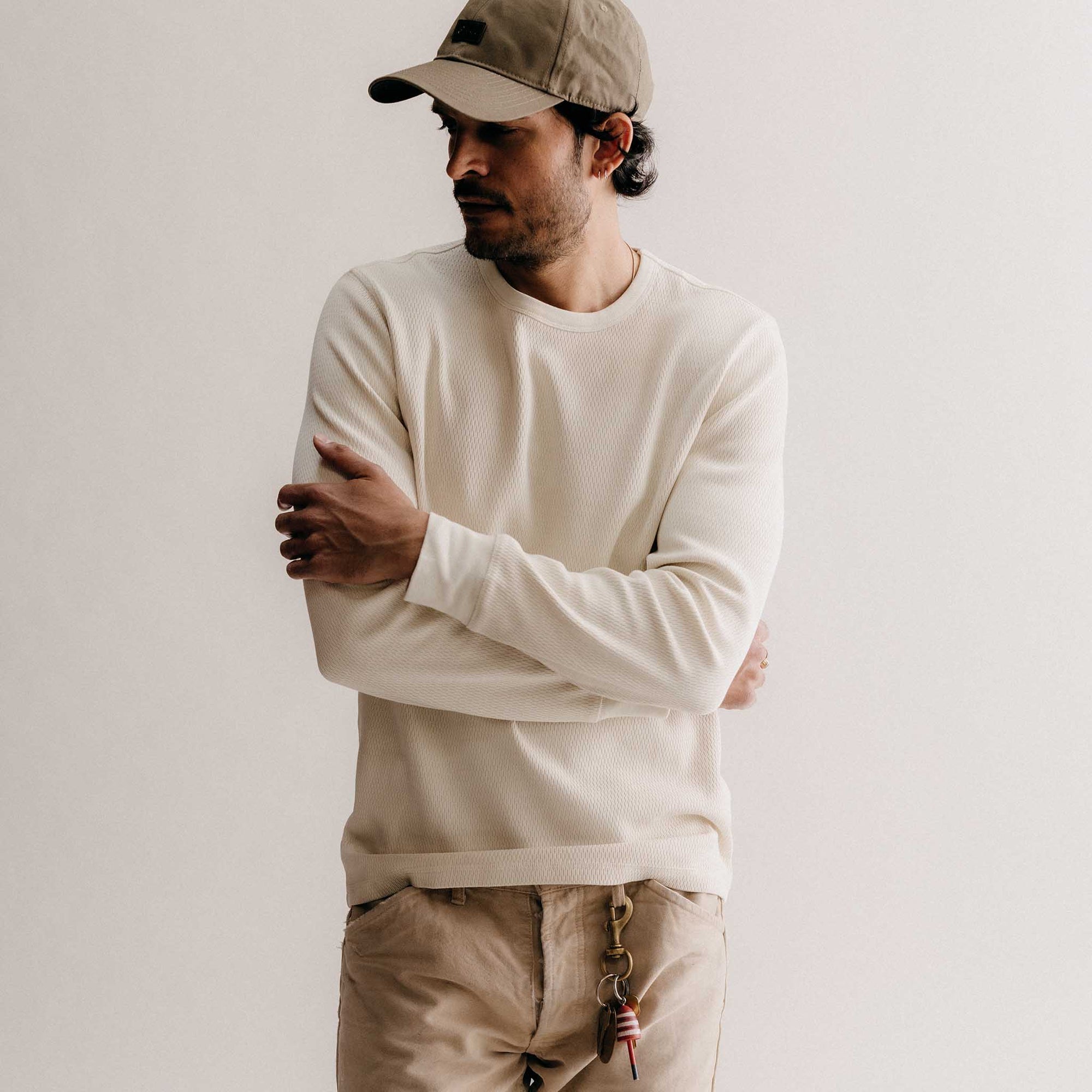 Taylor Stitch - Organic Cotton Crew - Vintage White Waffle