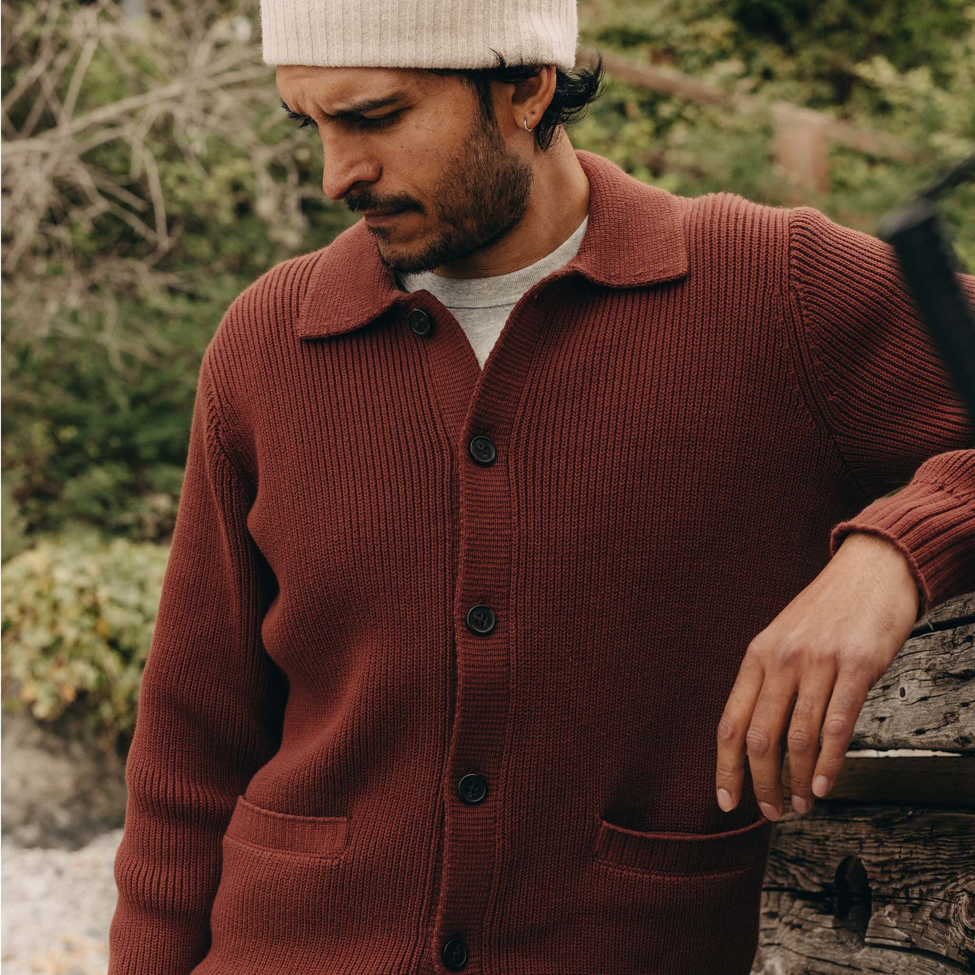 Taylor Stitch - Harbor Sweater Jacket in Mahogony