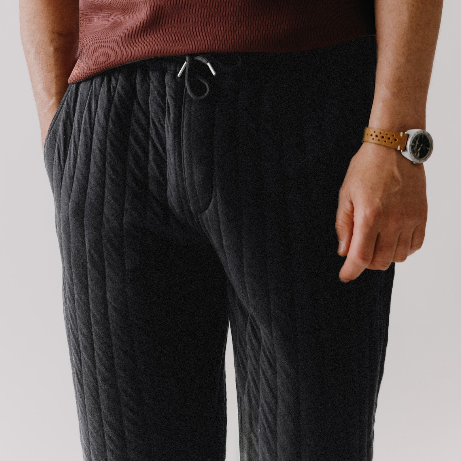 Taylor Stitch - The Apres Pant in Heather Coal Quilted Jersey