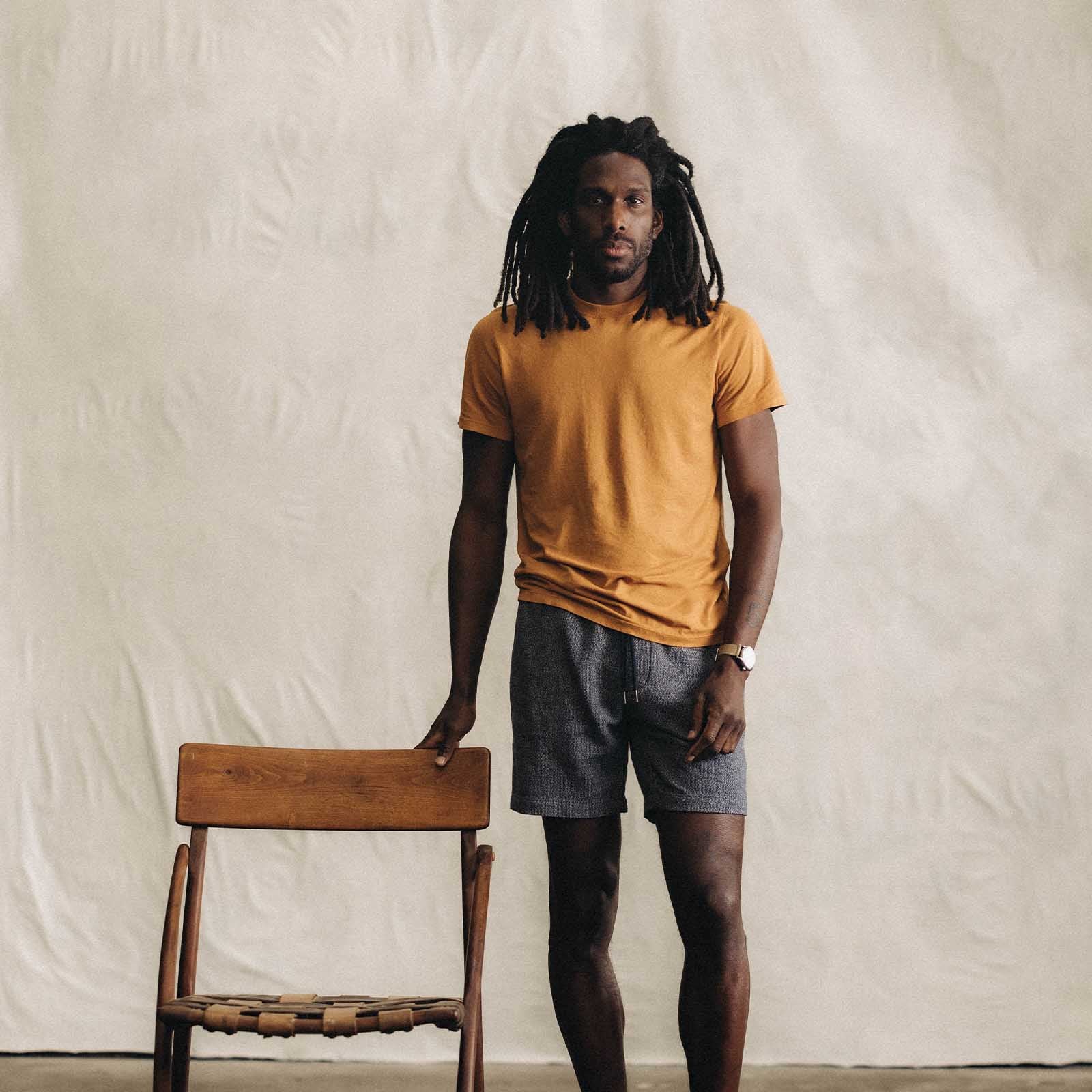 Taylor Stitch - The Apres Short in Navy Linen Tweed