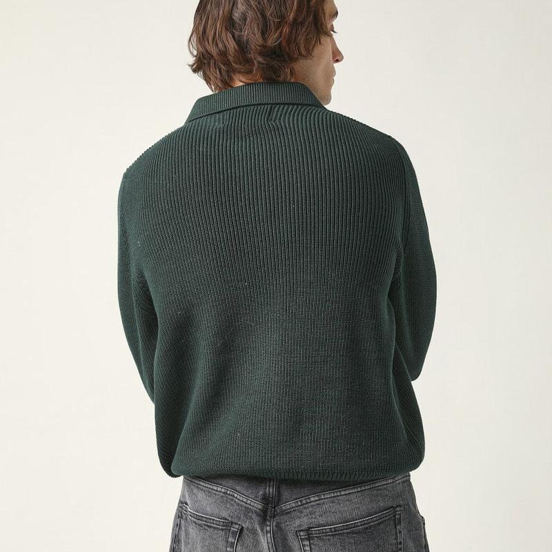 Corridor - Slouchy Polo Sweater in Green